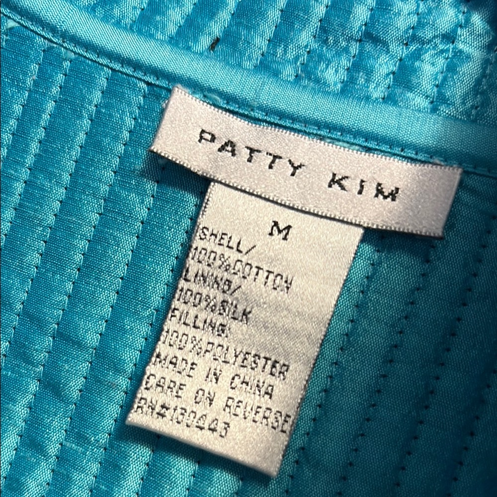 Patty Kim Quilted Floral Pocket Jacket‎ Blue and White Flowers - Picture 3 of 4